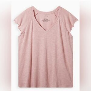 Torrid Blush Pink Short Sleeve V-Neck Top. Size 00